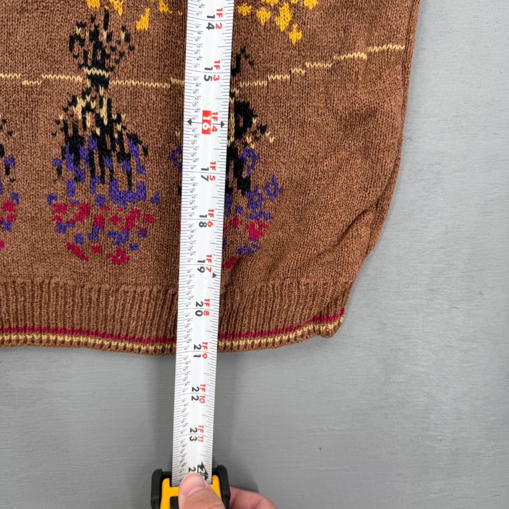 Jantzen Vintage Knit Sweater Brown Silk Blend Intarsia Puff Sleeve Small - Picture 4 of 7